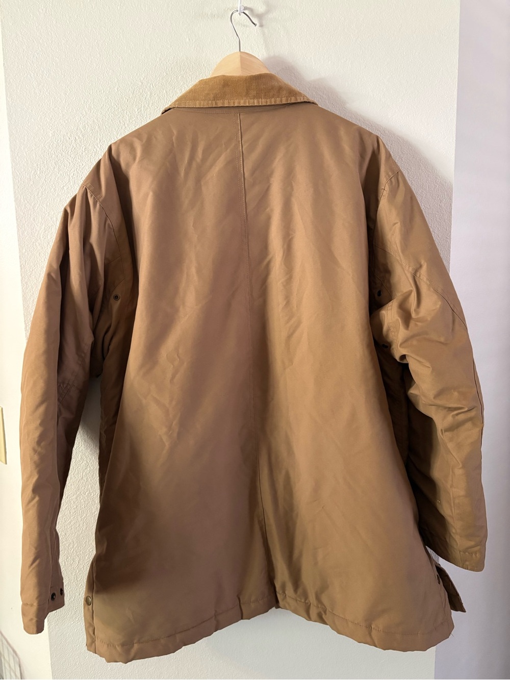 Tan Oversized Barn Chore Coat Corduroy Collar XL Vintage - Picture 2 of 7